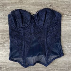 Lady Marlene blue lace corset bustier 32C